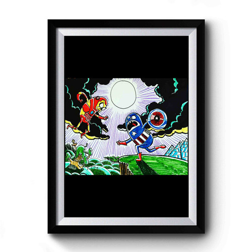 Captain America Iron Man Civil War Adventure Time Premium Poster