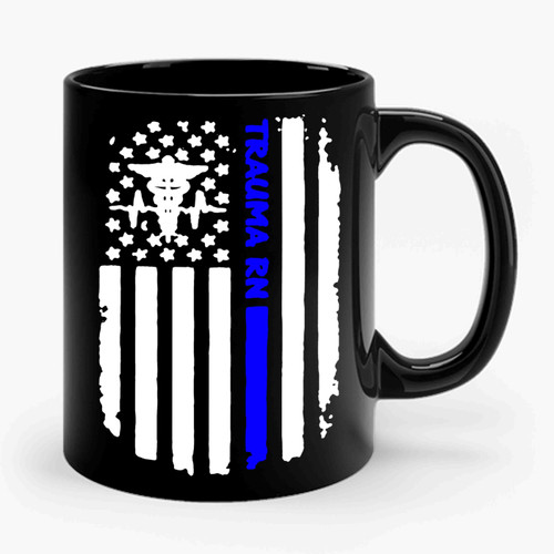 Trauma Rn Distressed American Flag Icu Emergency Nurse Ceramic Mug