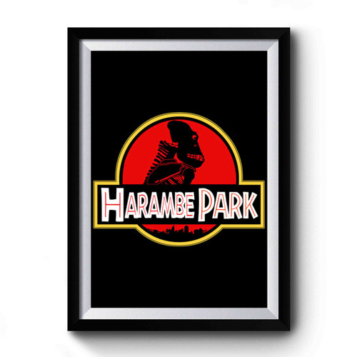 Harambe Park Jurassic Park Parody Premium Poster
