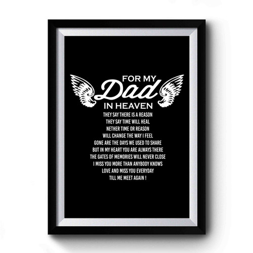 For My Dad In Heaven Dad Guardian Angel In Loving Memory Dad Gift Premium Poster