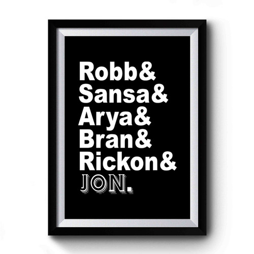 Game of Thrones Stark Siblings Robb Sansa Arya Bran Rickon Jon Premium Poster