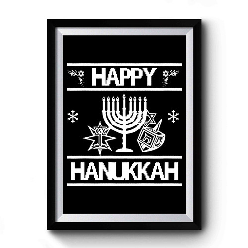 Happy Hanukkah Ugly Chanukah Menorah Holiday Of Light Jewish Candles Holiday Ugly Premium Poster