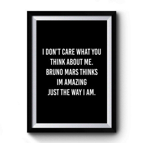 I Don't Care What You Think About Me Bruno Mars Im Amazing Just The Way I Am Premium Poster