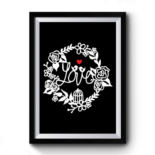 Love Birds Heart Valentines Day Heart Vday Premium Poster