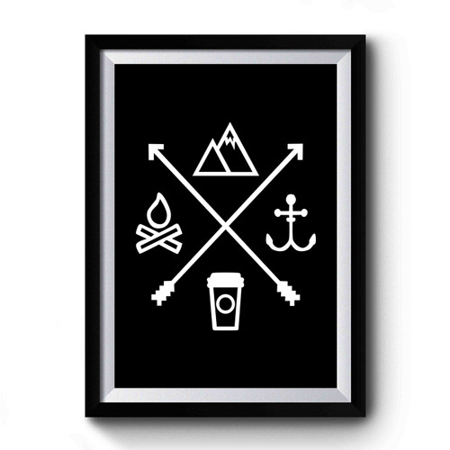 Mountain Anchor Coffee Fire Symbol Premium Poster