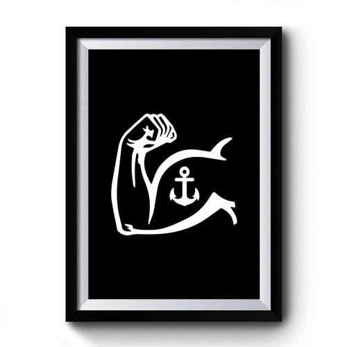 Mr Muscles Anchor Tatoo Funny Power Workout Muscle Logo Premium Poster