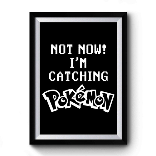 Not Now I'm Catching Pokemon Go Hunt Gamer Mystic Instinct Valor Gift Premium Poster