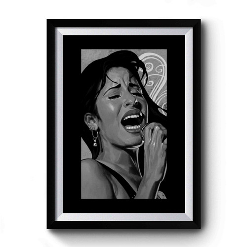 Selena Quintanilla Anything For Selena Reina De La Cumbia Watercolor Classic Black White Premium Poster