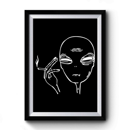 Smoking Alien Tired of Humans Premium Poster