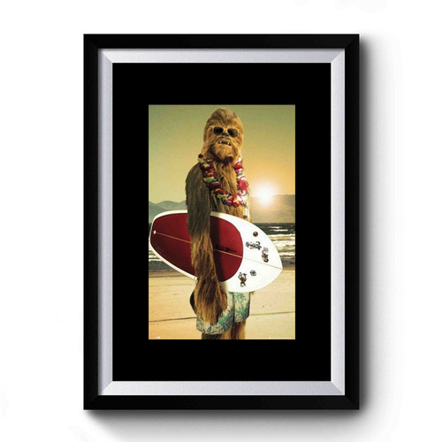 A Surfing Chewbacca Star Wars Simple Design Premium Poster