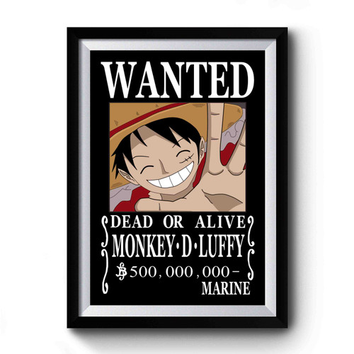 Anime One Piece Wanted Luffy Simple Art Premium Poster