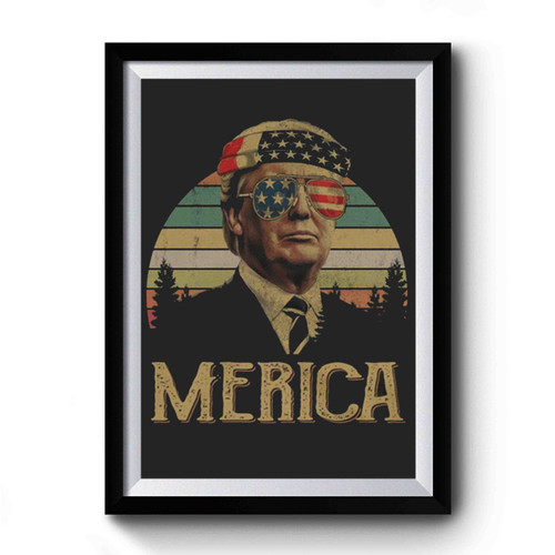 Donald Trump Support Merica Retro Vintage Flag Art Vintage Simple Premium Poster