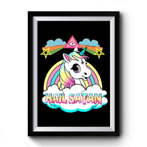 Hail Satan Unicorn Vintage Art Premium Poster