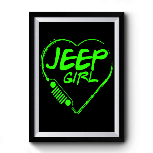 Jeep Girl Neon Green Art Vintage Simple Premium Poster