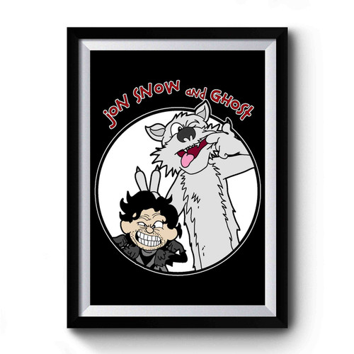 Jon Snow And Ghost Game Of Thrones Calvin And Hobbes Design Art Simple Premium Poster