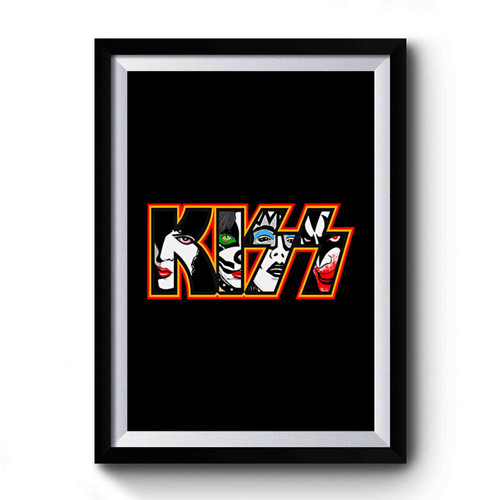 Kiss Band Men White Rock Band Art Vintage Simple Premium Poster