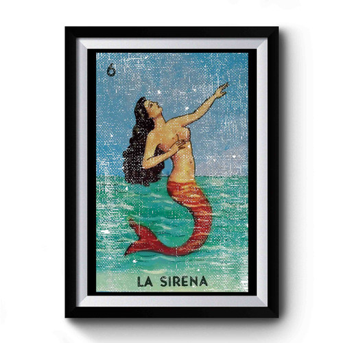 La Sirena Mexican Loteria Bingo Card Art Vintage Simple Premium Poster