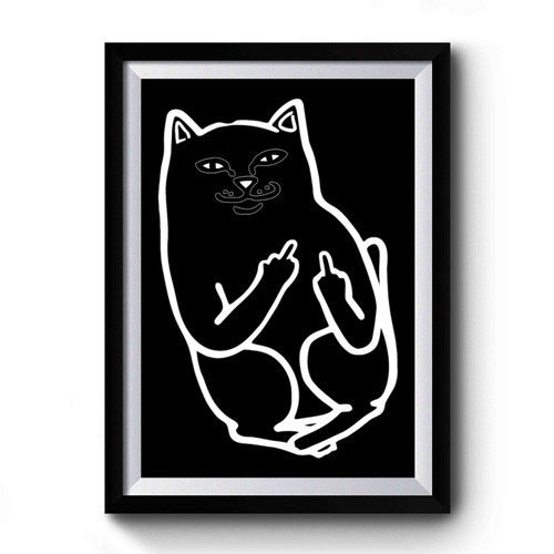Middle Finger Cat Vintage Art Premium Poster