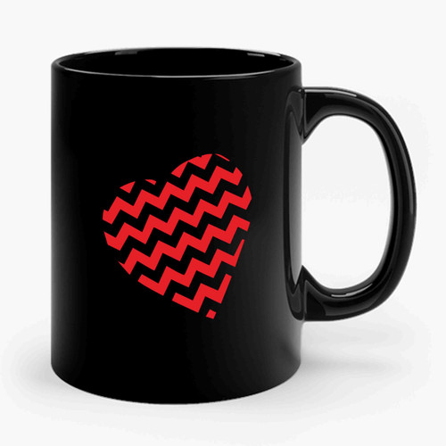 Red Chevron Heart Valentines Day Ceramic Mug