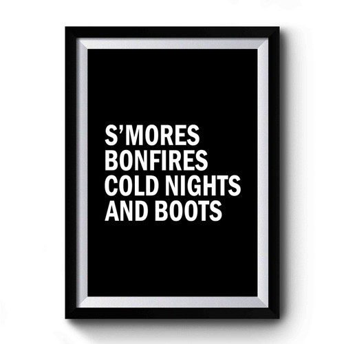 S'mores Bonfires Cold Nights And Boots Vintage Art Simple Premium Poster