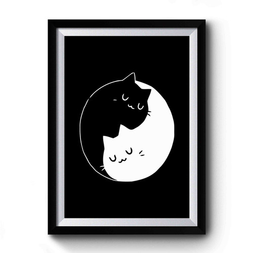 Yin Yang Cats Kittens Vintage Art Premium Poster