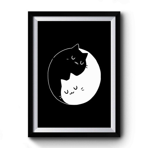 Yin Yang Cats Kittens Art Retro Premium Poster
