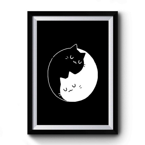 Yin Yang Cats Kittens Vintage Retro Premium Poster