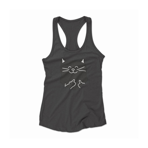 Cat Middle Finger Women Racerback Tank Top