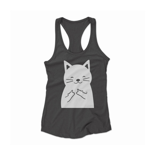 Cat Middle Finger Women Racerback Tank Top