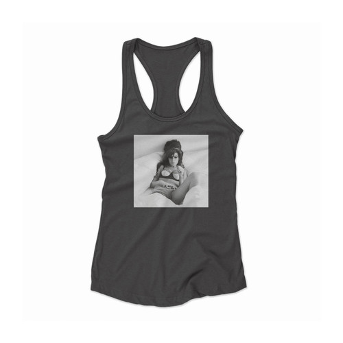 Amy Winehouse Sexy On The Bed 1 Women Racerback Tank Top