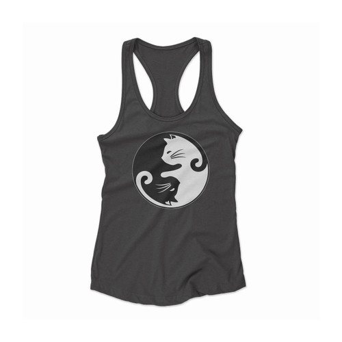 Ying Yang Cat Symbol Women Racerback Tank Top