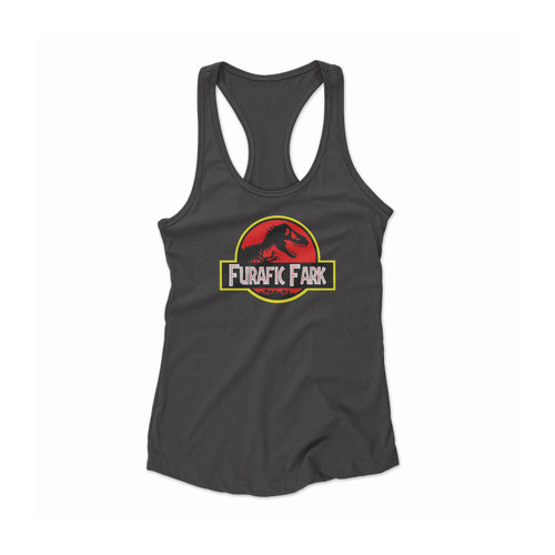 Jurassic Park Jurassic World Furafic Fark Funny Parody Women Racerback Tank Top