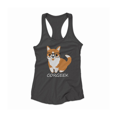 Corgeek Corgi Sunglasses Women Racerback Tank Top