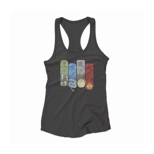 Ghibli Elemental Charms Ghibli And Miyazaki Lovers Women Racerback Tank Top