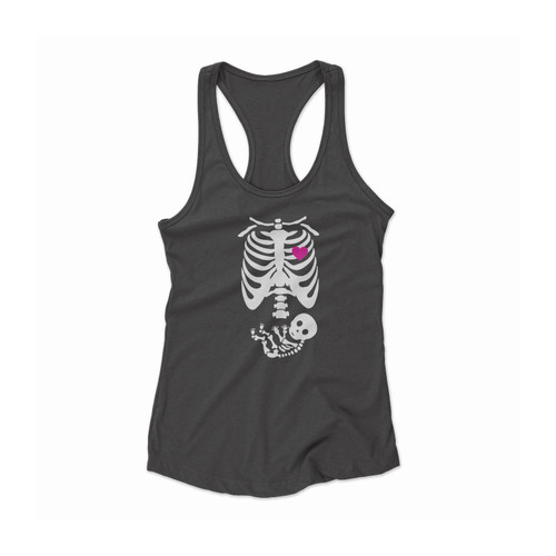 Pregnant Skeleton Halloween Women Racerback Tank Top