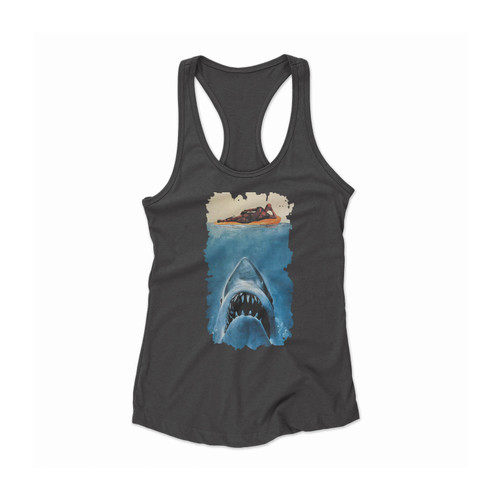 Jaws And Deadpool Women Racerback Tank Top