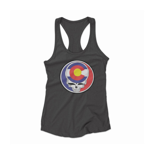 Steal Your State Colorado State Flag Grateful Dead Style Women Racerback Tank Top