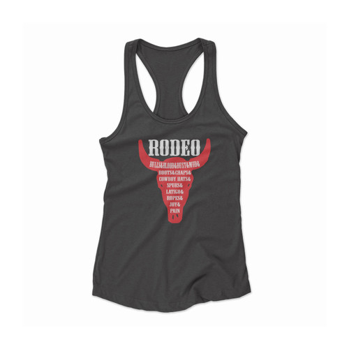 Rodeo Bulls Skull Country Bull Horns Women Racerback Tank Top