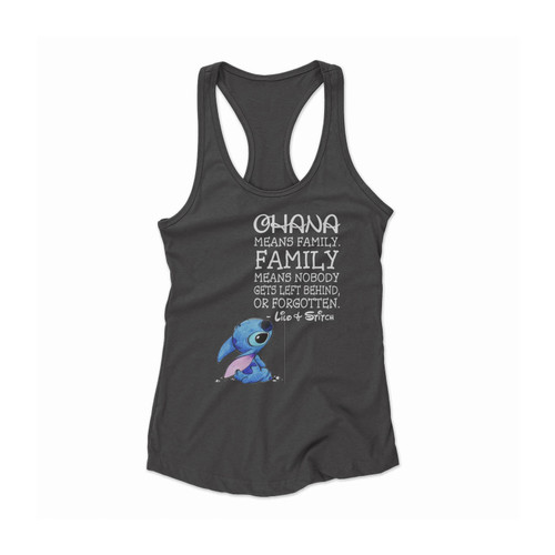 Disney Lilo & Stitch Ohana Family Quote Women Racerback Tank Top