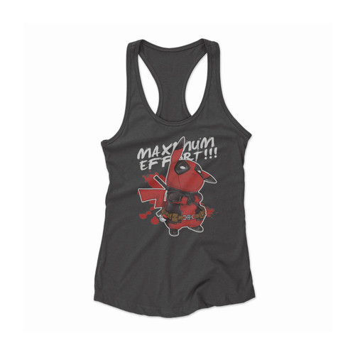 Pika Pool Maximum Effort Pikachu Pokemon Deadpool Comedy Women Racerback Tank Top