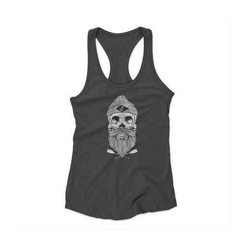 Nautical Skull Anchor Beard Vintage Women Racerback Tank Top