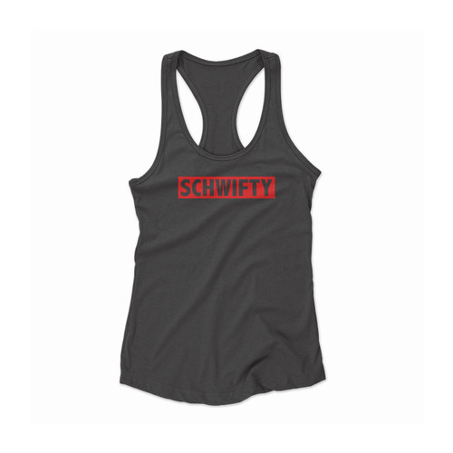 Get Schwifty Rick And Morty Red Box Logo Women Racerback Tank Top