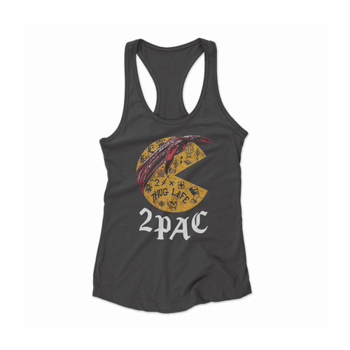 2pac Pac Man Funny Women Racerback Tank Top