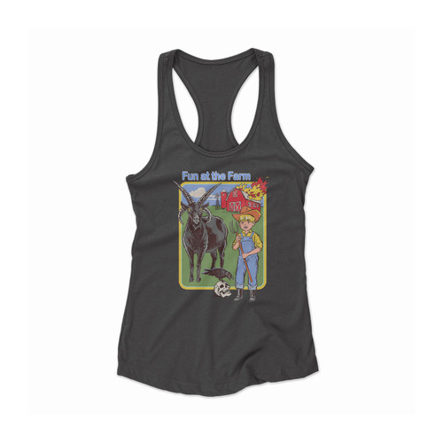 Fun At The Farm Funny Retro Women Racerback Tank Top