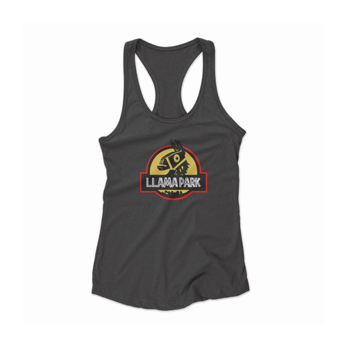 Llama Jurassic Park Logo Women Racerback Tank Top