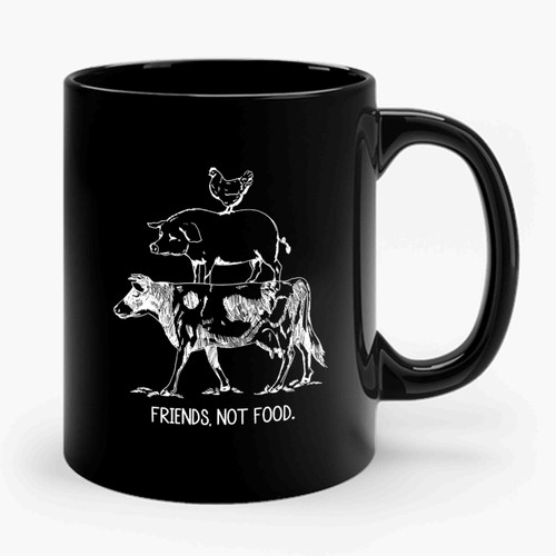 Vegetarian Farm Animal Friends Not Food Vegan Cow Pig Chicken Pyramid 1 Ceramic Mug