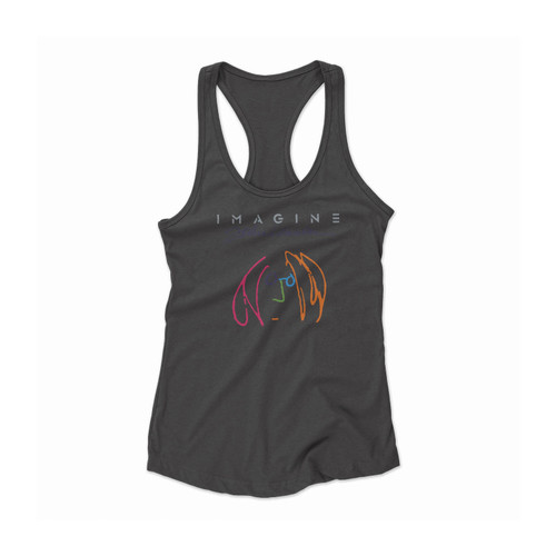 John Lennon Imagine Inspired Graphic Women Racerback Tank Top