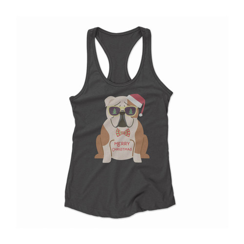 Funny Bulldog Christmas Women Racerback Tank Top