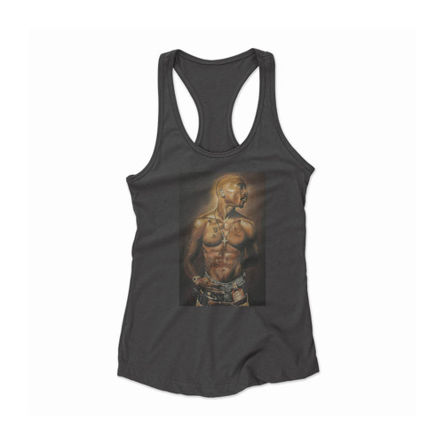 Tupac Shakur Art Women Racerback Tank Top