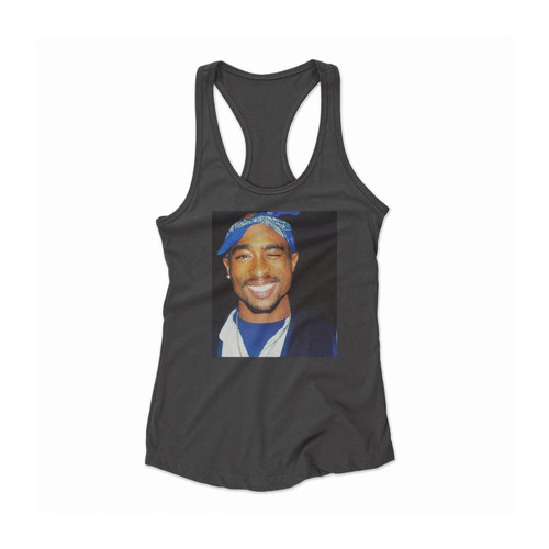 Smiling Tupac 1 Women Racerback Tank Top